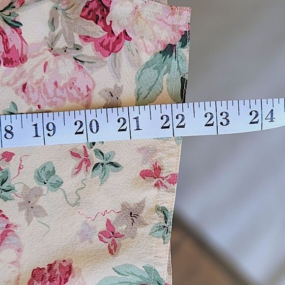 Vtg 90s LRL silk ecru floral wrap skirt - Picture 12 of 14